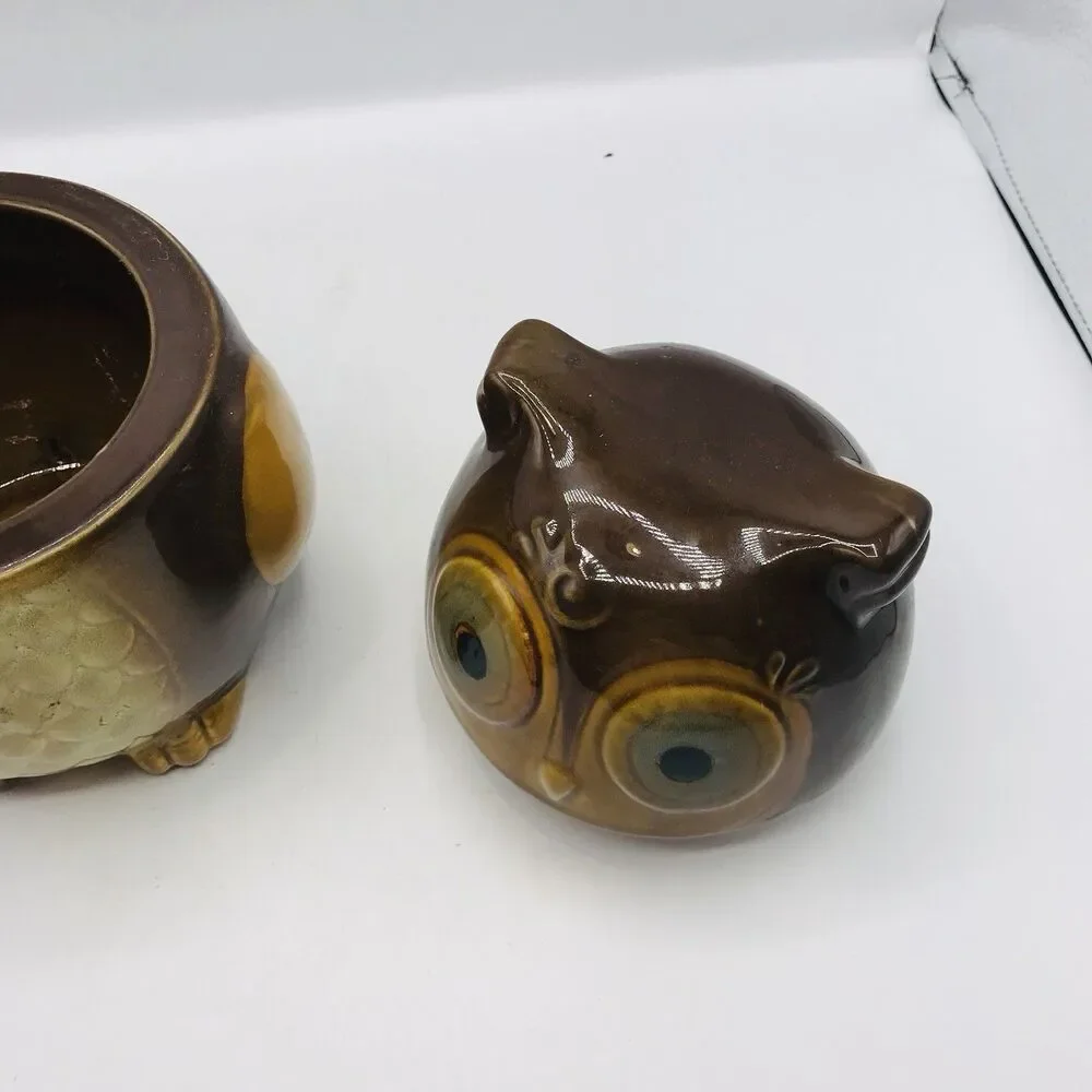 Gibson Home OWL Cookie Candy Jar Canister Brown Tan, Ceramic, 7.5
